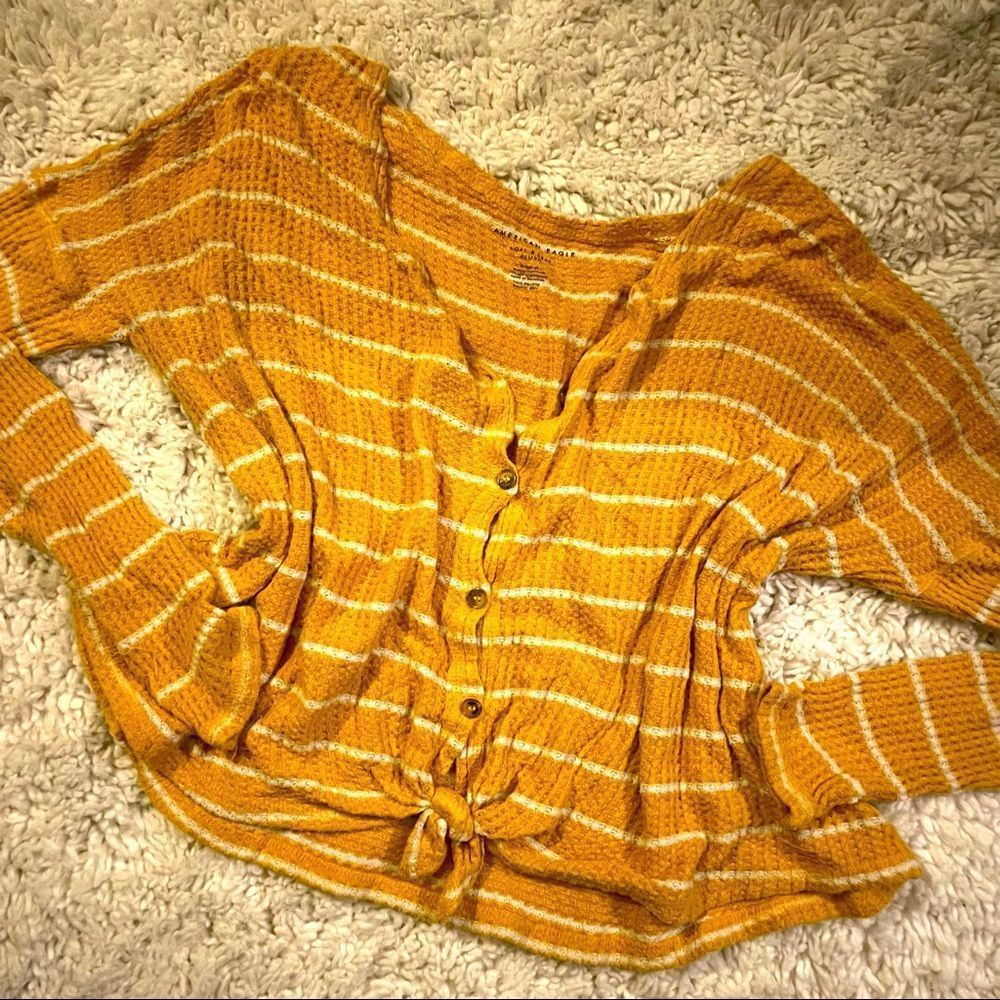 American Eagle Outfitters Yellow Striped Sweater